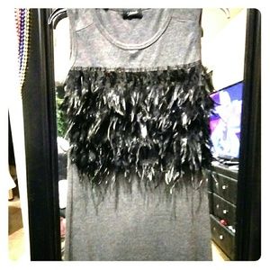 Gorgeous Charcoal Gray Feather Legging Set